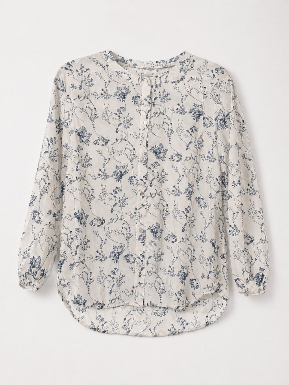 Lucky Brand Blue Botanical Cotton Blouse Size S